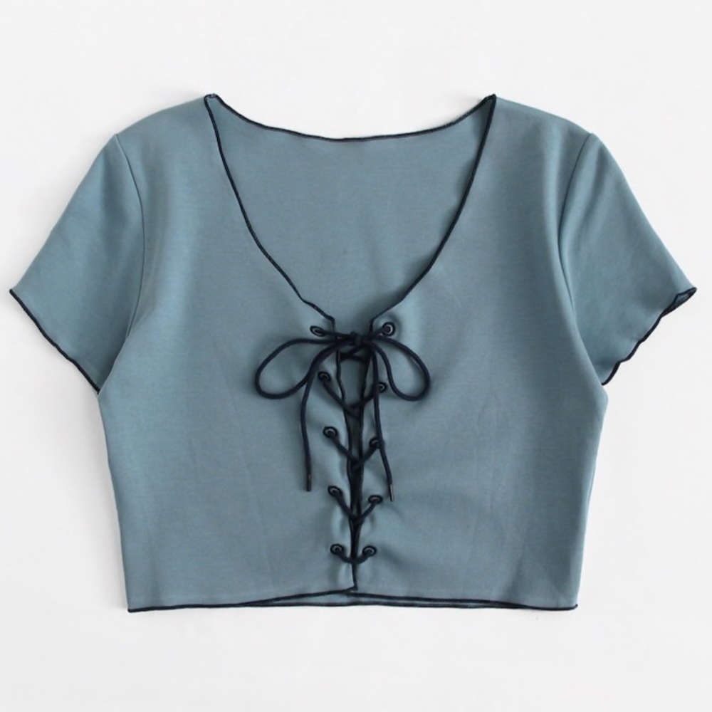 Lace up crop tee